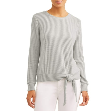 Women's Long Sleeve Side Knot Thermal Sweatshirt