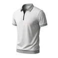 thumbnail image 2 of VgaVtl Polo for Men Summer Short Sleeve Golf Everyday Zip-Up Color Block Casual Collared Tee Shirts for Men, 2 of 5