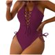 thumbnail image 1 of Traje de baño de una pieza para mujer, conjuntos de bikini para mujer, traje de baño de bikini de color liso sin espalda con tirantes, traje de baño de nailon para mujer, 1 of 2