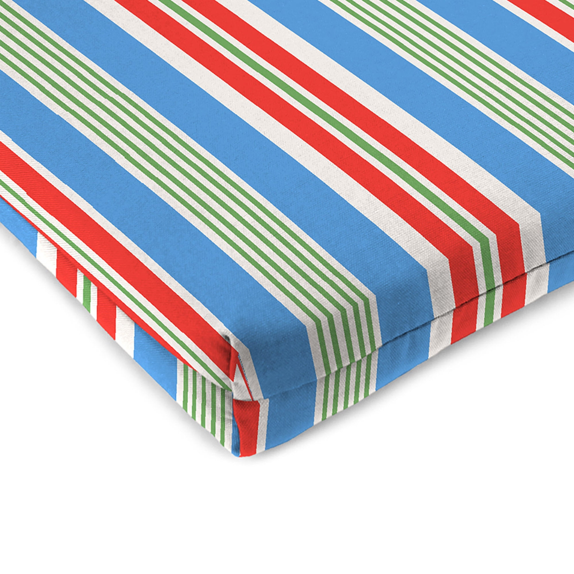 Jordan Manufacturing 17" x 19" Rolland Opal Multicolor Stripe Rectangular Outdoor Chair Pad Seat Cushion with Ties (2 Pack)