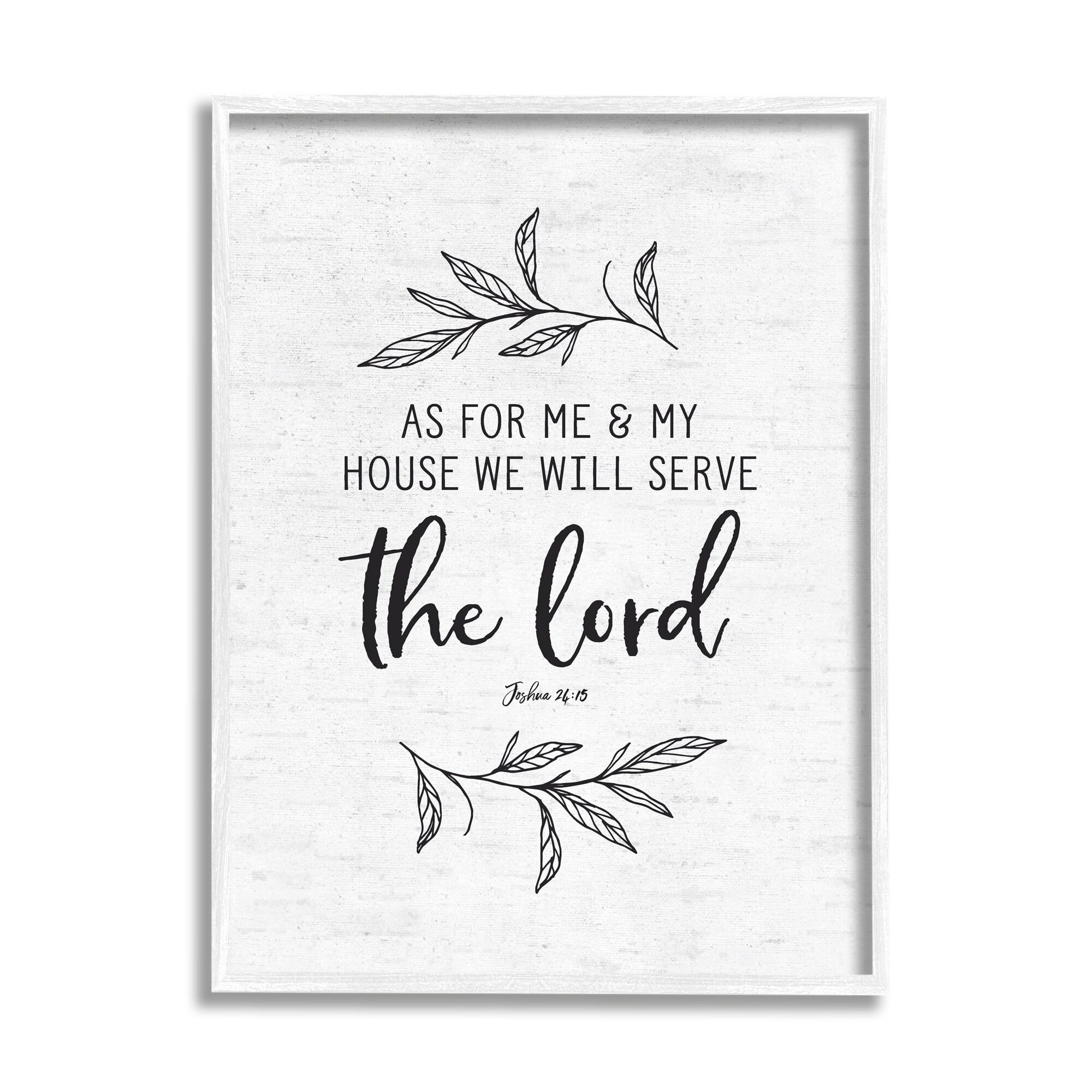 Stupell Industries Serve The Lord Spiritual Scripture Rustic Botanicals Graphic Art White Framed Art Print Wall Art, Design by Lettered and Lined