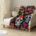 thumbnail image 2 of ARISTURING  Day of The Dead Sugar Skull Flannel Bed Blanket Throw Blanket Lightweight Cozy Plush Blanket for Bedroom Living Rooms Sofa Couch, 2 of 6