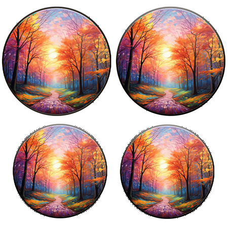 

BaHomeck Electric Stove Burner Covers Set of 4 Round Metal Gas Stove Burner Covers 8 Inch and 10 Inch Kitchen Decor Vibrant Autumn Forest With Leaves Of Red