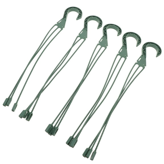 FUTUREORYY 5Pcs Green Plastic Hooked Hanging Basket Hooks Outdoor for Flowerpots and Planters