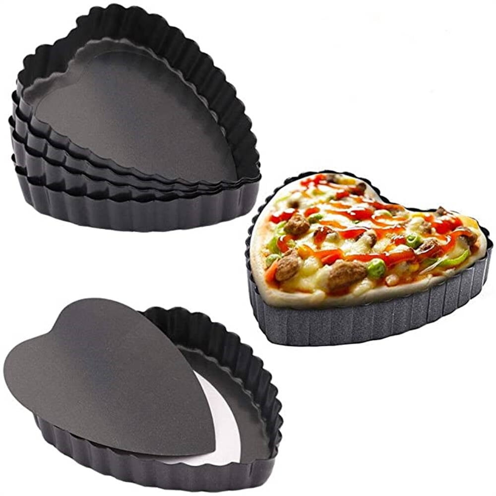 Gutsdoor 6 Pcs Heart Shape Mini Tart Pan 4 Inch with Removable Bottom