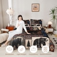 thumbnail image 3 of Manfei Vintage Bear Grid Twin Comforter Sets,Pine Grove Pattern Bedding Set,Brown,Black Reversible,2pcs,1 Comforter and 1 Pillowcase, 3 of 7
