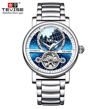 Mens Luminous Star Automatic Mechanical Business Waterproof Watch Stainless Steel Band Best Gift for Husband, Boy Friend, Son, Fathers Day Gift
