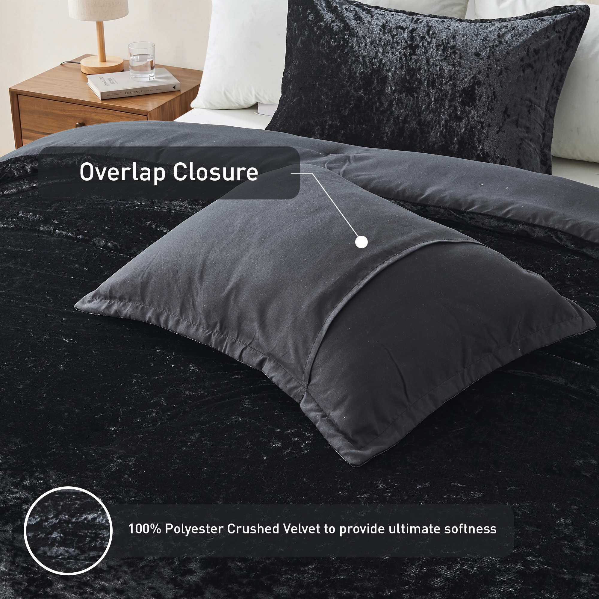 Regency Heights Velvet Comforter Set, Full/Queen, Black photo 4
