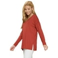 thumbnail image 2 of YELETE Women’s Keep it Classy V-Neck Long Sleeve Top, Rust S, 2 of 4