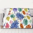thumbnail image 5 of YFYANG Lightweight Warm Flannel Blanket, Watercolor Plant Leaves Throw Blanket for Bed, Sofa, Travel, Camping, 80"x60", 5 of 7