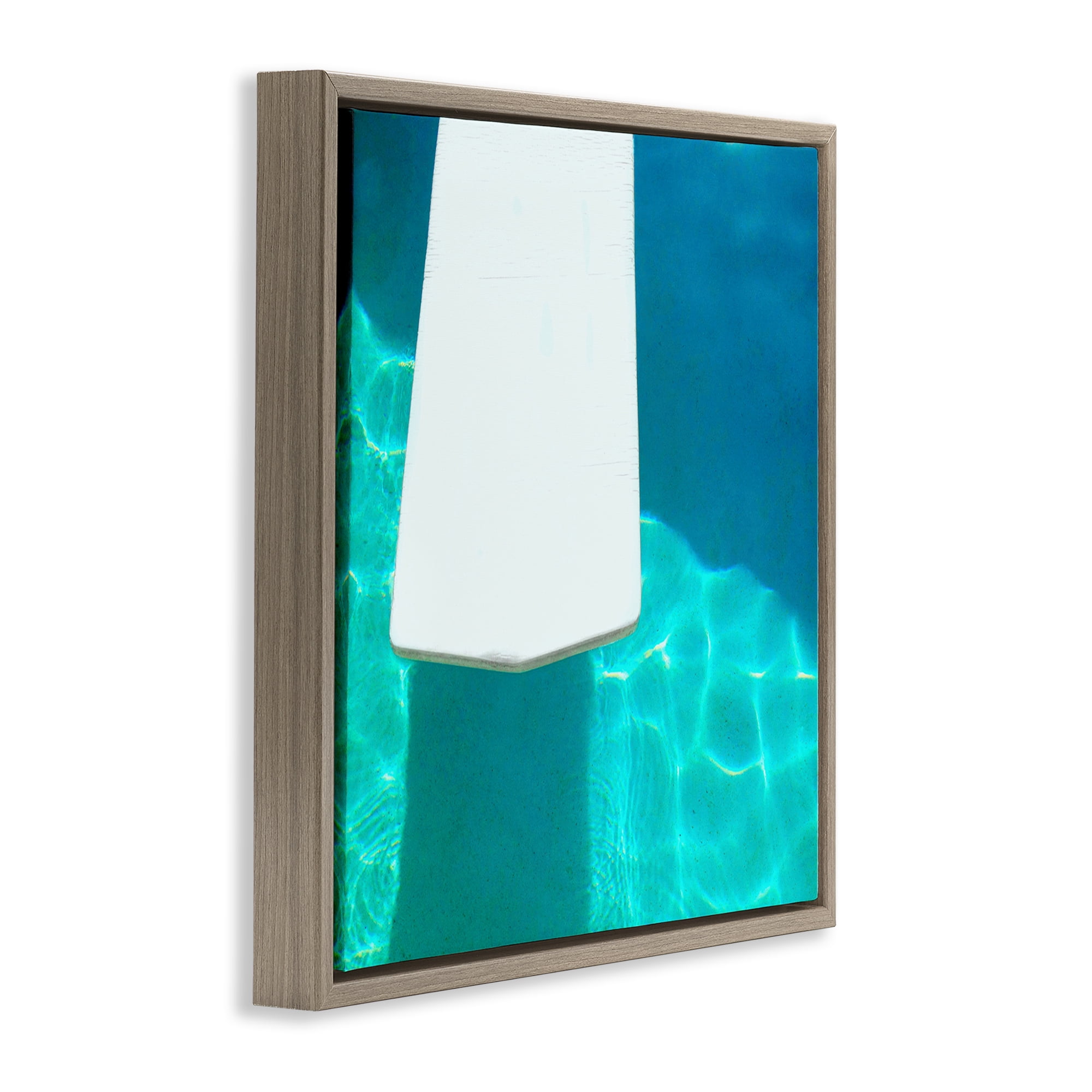 Stupell Industries Pool Diving Board Nautical & Beach Painting Brown Floater Framed Canvas Art Print Wall Art, 25 x 25