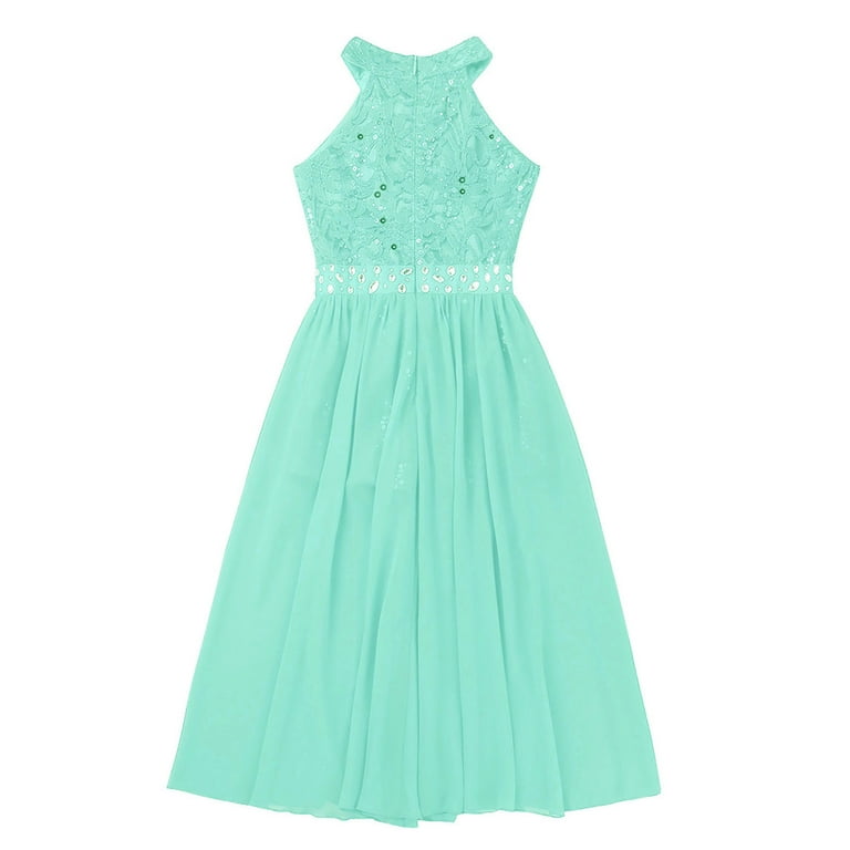 GIRL パーティドレス　ミント YONGHS Kids Girls Floral Lace Maxi Dress Wedding Birthday Party