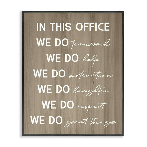 Stupell Industries In This Office Motivational Text & Numbers Painting Black Framed Art Print Wall Art, 11 x 14