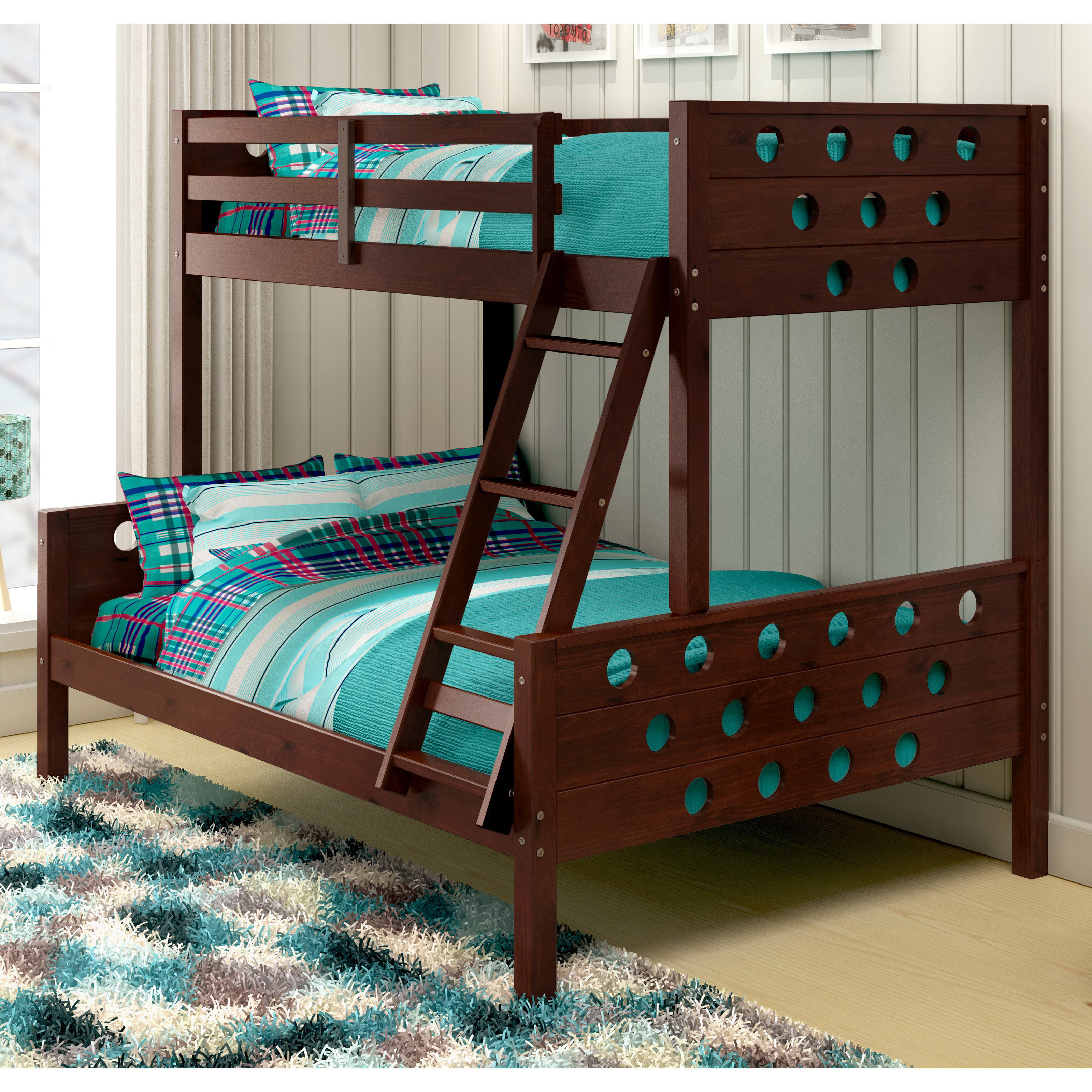 Donco Circles Twin Over Full Bunk Bed, Modern Bunk Beds Twin Over Full