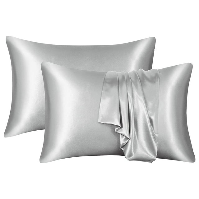 Flourish Satén Funda de Almohada Set Almohada para el Cabello y la Piel Sin Cremallera Funda de Almohada con Cierre de Sobre Almohada 2pc