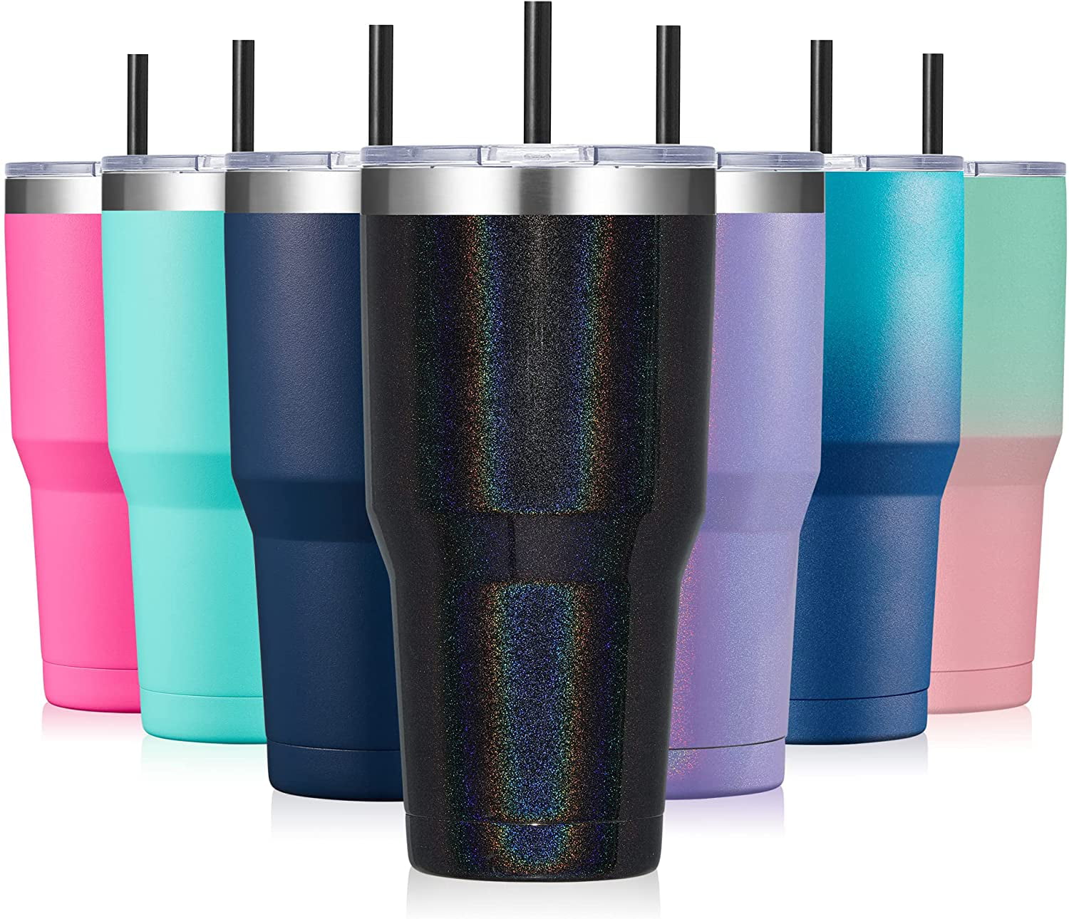 Vacuum Insulated Tumbler Cup Powder Coated Travel Coffee Mug Dreamy Sea Double Wall Coffee Tumbler ALOUFEA 20oz Stainless Steel Tumbler with Lid and Straw 