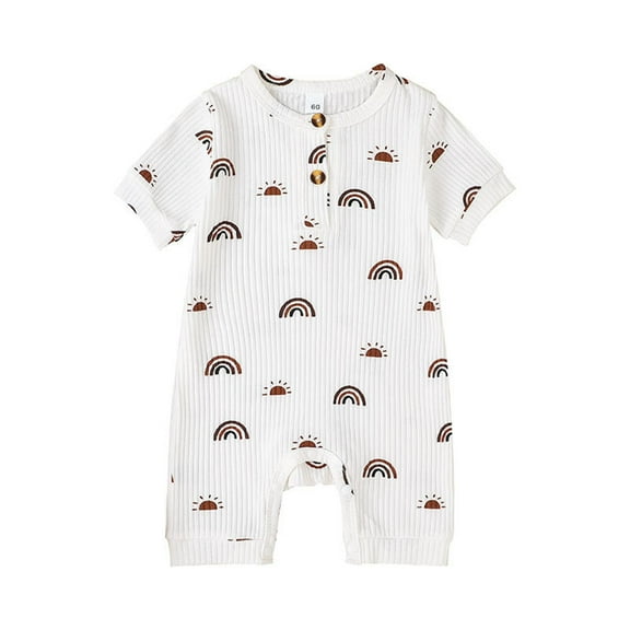 Weebloom Baby Boys Girls Pajamas Playsuits Clothes Short Sleeve Cotton Jumpsuit Rainbow Print Jumpsuit Summer Suit 3 6 12 18 24 Months Sleepwear Loungewear Pjs Sleepers Romper Onesie 12-18 Months