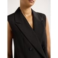 thumbnail image 2 of Scoop Women's and Women's Plus Crepe Oversized Double Breasted Long Vest, Sizes XS-4X, 2 of 4