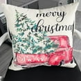 thumbnail image 4 of Merry Christmas Tree Truck Pillow Covers 18x18 Farmhouse Christmas Decorations Throw Pillows Red Pickup with Green Pine Tree Winter Snow Holiday Outdoor Cushion Case for Couch Sofa, 4 of 5