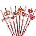 thumbnail image 2 of Valentine'S Day 24-Piece Red Heart-Shaped Disposable Paper Straws - Romantic Party Supplies - For Home/Wedding/Valentine'S Party Table Decor, 2 of 8
