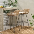 thumbnail image 5 of Outdoor Wicker Barstools Set of 2 with Water-Resistant Cushions, Faux Rattan & Iron Frame, Modern Patio, Backyard & Garden Seating, 5 of 16