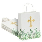 15 Pack of Religious Party Favor Gift Bags for Easter Christening Gifts, for Girls and Boys Baptism, First Communion, Confirmation Gift Bags (10 x 8 x 4 Inches)
