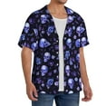thumbnail image 2 of Pofeuu Skull flower leaf purple Print Mens Casual Short Sleeve Shirts Beach Summer Spread Collar Pocket Tops Men's Casual Short-sleeved Shirt-XX-Large, 2 of 5
