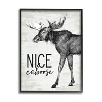 Stupell Industries Nice Caboose Lake House Bathroom Humor Moose Graphic Art Black Framed Art Print Wall Art, Design by Lettered and Lined