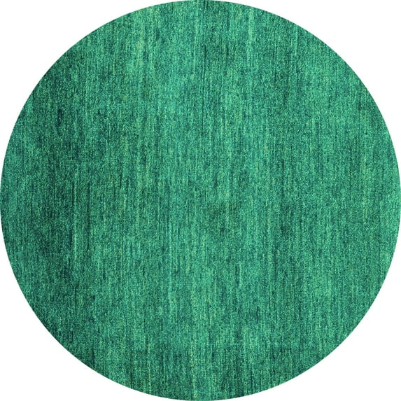 Ahgly Company Machine Washable Indoor Round Abstract Turquoise Blue Modern Area Rugs, 5' Round