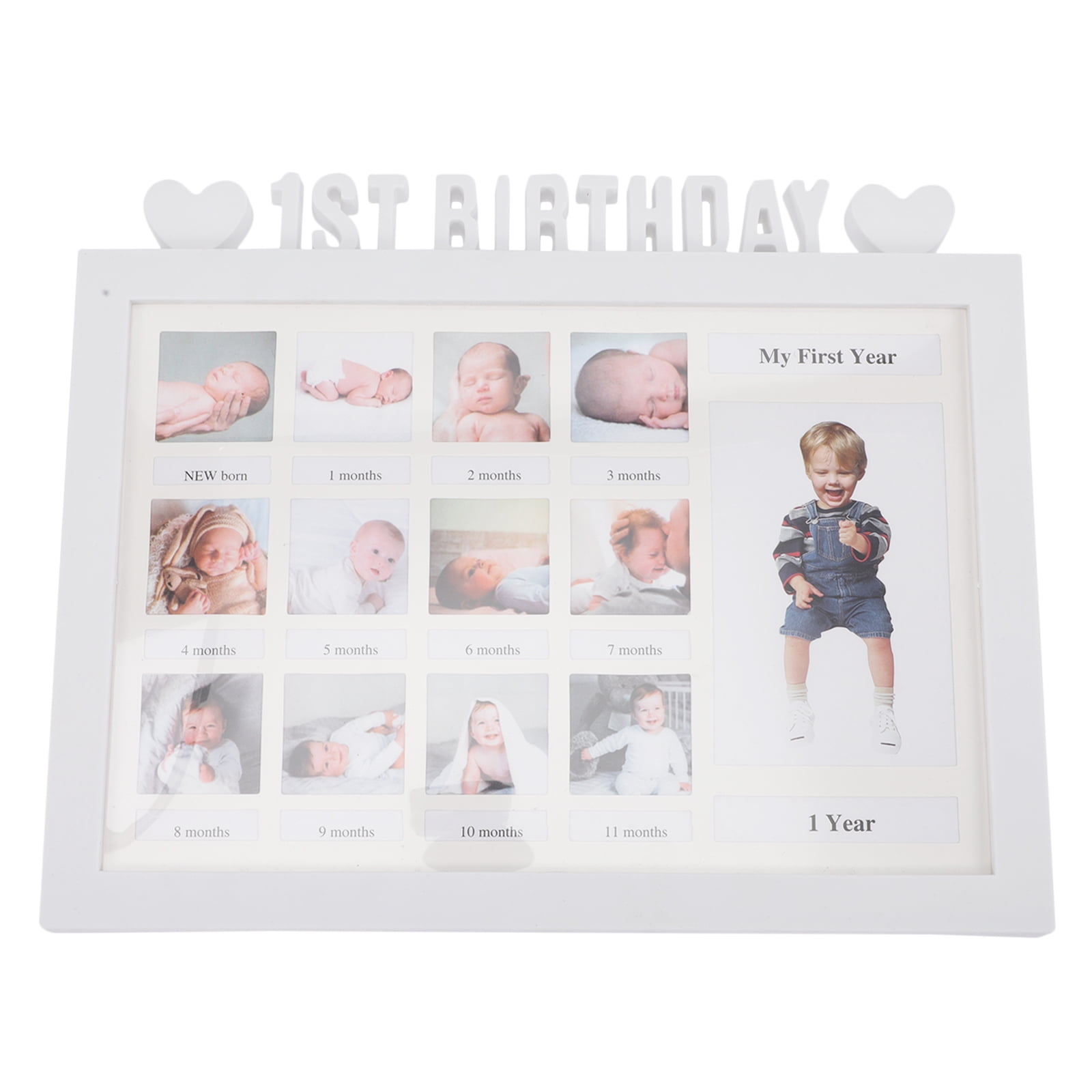 'My First Year' Photo Frame Clock Baby Girl or Boy Christening Birthday Gift 