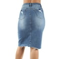 thumbnail image 4 of Fashion2Love Womens Junior Plus Size Juniors below Knee Length Midi Pencil Ripped Denim Skirt, 4 of 9