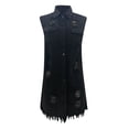 thumbnail image 4 of Vedolay Tops for Women Womens Rhinestone Fringed Jean Jacket Long Sleeve Denim Jacket Coat,Black M, 4 of 5