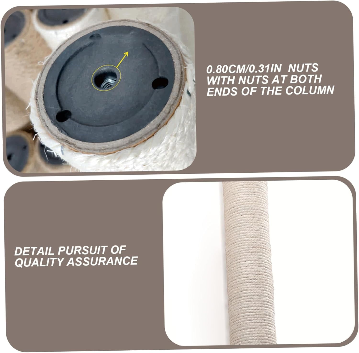 2PCS Cat Scratching Post Replacement, 20 Inch Sisal Cat Tree Replacement Post, 8mm Bolts, Easy to Install