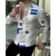 thumbnail image 1 of Camisas sociales de lujo para hombres, camisas con botones de solapa, blusas casuales con estampado a cuadros, blusas de manga larga, blusas tipo cárdigan para fiesta de graduación para hombres 2024, 1 of 6