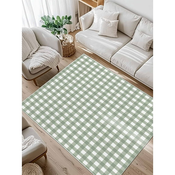 Sage Green Area Rug for Bedroom 2.7x5 Ft Buffalo Plaid Super Soft fuzzy Throw Rug Non-Slip Fluffy Plush Indoor Floor Carpet for Living Room Nursery Home Decor