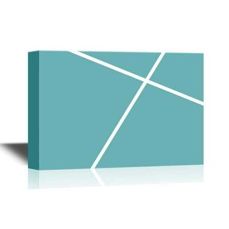 wall26 Canvas Wall Art - White Lines on Teal Background - Gallery Wrap Modern Home Decor | Ready to Hang - 12x18 inches