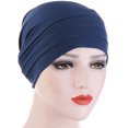 thumbnail image 1 of Bangcool Turban Cap Pleated Simple Solid Color Elastic Beanie Hat Slouchy Hat for Women, 1 of 6