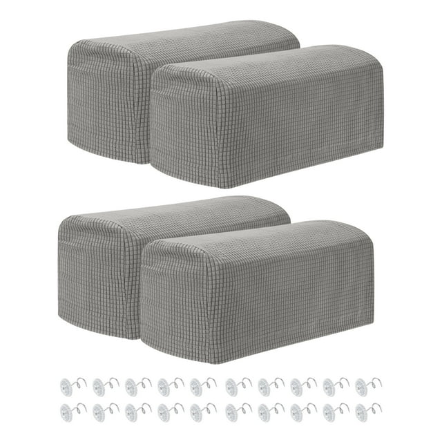 4 Fundas de reposabrazos elásticas, fundas de brazo de sofá con pasadores de torsión, Taupe