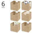 thumbnail image 2 of mDesign Seagrass Woven Cube Bin Basket Organizer, Handles, 6 Pack - Natural/Tan, 2 of 9