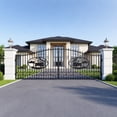 thumbnail image 6 of Chery Industrial 14x8 FT Dual Swing Driveway Gate, Decorative Steel Entrance Gate with Galvanized Welded Frame, Durable Rustproof Outdoor Patio & Garden Door,Ox Design, 6 of 8