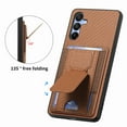 thumbnail image 2 of Dteck Case for Samsung Galaxy A24 4G,Shockproof Carbon Fibre Pattern Leather Case Card Slots Wallet Folding Bracket Stand Cover for Galaxy A24 4G,Brown, 2 of 7