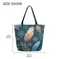 thumbnail image 5 of Open Top Canvas Tote Bag with Zipper Reusable Shopping Bag 13.5x15" Roomy Carryall Snowflake and Feather Pattern, 5 of 9