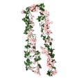 thumbnail image 1 of Guirnalda de flores artificiales colgantes de 180 cm con hojas verdes y rosas de seda., 1 of 9