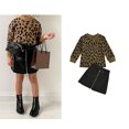 thumbnail image 2 of Ensemble de Vêtements pour Bébé Fille, Imprimé Léopard, chandail-Over, mini-Jupe en Cuir, 2 of 10