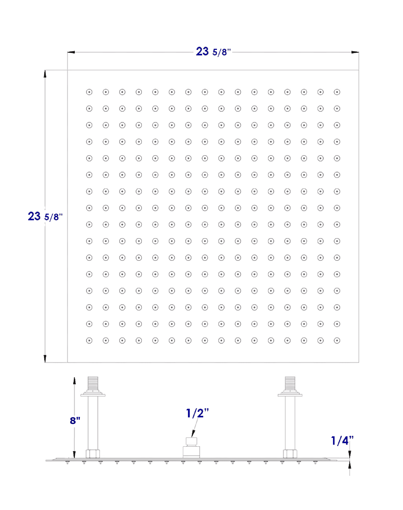 ALFI brand RAIN24S-BM Matte Black Stainless Steel 24" Square Ultra-Thin Rain Shower Head