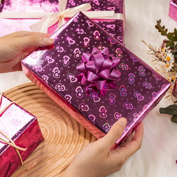 Holographic Wrapping Paper Roll, Colorful Sparkle Foil Design Gift Wrap Paper 17 Inches x 32.8 Feet for All Occasion Wedding Party Bridal Shower Birthday Christmas