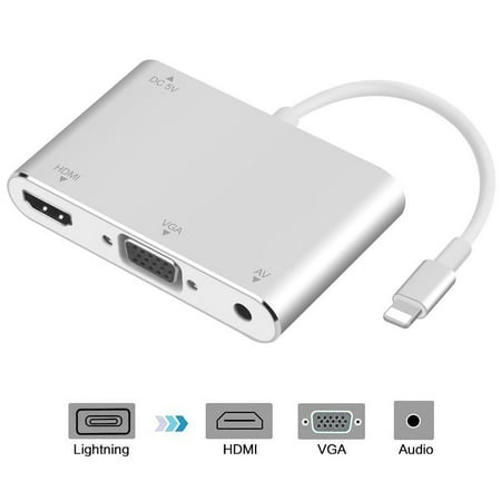 Lightning To HDMI VGA Digital AV TV Cable Adapter For iPhone X 8 7 6
