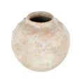 thumbnail image 6 of DecMode 11" Antique Short Wide Beige Ceramic Vase with Shades of Pink, 6 of 9
