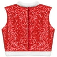 thumbnail image 4 of TiaoBug Kids Boys Girls Christmas Santa Claus Costume Open Front Waistcoat Sequins Blazer Vest Red 8, 4 of 5