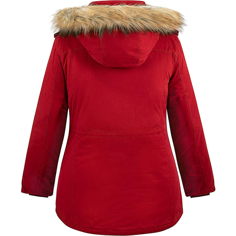 Soularge Women's Winter Plus Size Sherpa Lined Coats with Faux Fur Hood :  : Clothing, Shoes & Accessories